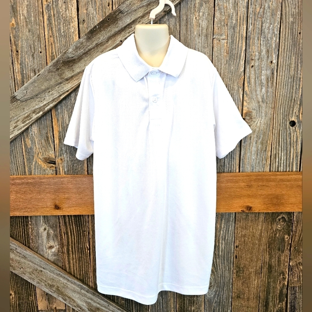 White nautica polo school uniform shirt Short Sleeve Performance Feel 14/16 L - Picture 1 of 6